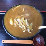 苗穂通り しあわせ食堂 - 乱切り蕎麦にスパイシーなカレースープです。