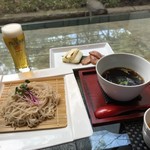 麓屋 - あぶり合鴨と焼葱お蕎麦  ランチビール