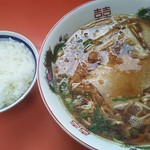 朱華楼 - 中華そば　税込500円＋ライス税込100円(2017.04.26)