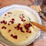 Happy likeaHONEYBEE - もちきびプリン きな粉添え@もちもちの葛湯のような穀物プリン。きな粉でより和風に♪