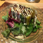 お食事前の一皿：【穴子と蟹と野菜のテリーヌ】