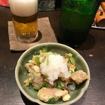 そば処 卓 - 砂ずりの天ぷら、おろしポン酢ソース
      