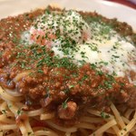 TAKA - 「キーマカレースパゲッティ温泉卵のせ」900円+「大盛り(180ｇ)」150円