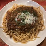 TAKA - 「キーマカレースパゲッティ温泉卵のせ」900円+「大盛り(180ｇ)」150円