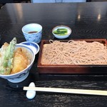 銀座 真田 - 蕎麦と小野菜天丼（税込み１４０４円）