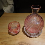 御料理 光安 - 切子の徳利と杯