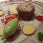 リストランテ サクラ - 2016.1　温かな半生ケーキと冷たいピスタチオアイス