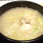 食べ門 - 半参鶏湯＆生ビール 1080円 の半参鶏湯