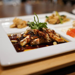 MASA'S KITCHEN - 前菜：エリンギと海老、ネギチャーシュー、よだれ鳥、中国豆腐の冷麺