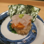 車力門 ちゃわんぶ - 29年4月　富山白海老と北海道バフン雲丹の飯蒸し