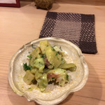 うを徳 - 白子筍と墨烏賊の木の芽和え