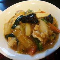 中国料理 青冥 堂島本店 - ランチ･海老定食 (エビチリソース+ミニ五目焼きそば＋ご飯＋スープ) 1,030円 2016年1月