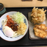 四代目横井製麺所 - キムラー温玉うどん、野菜かき揚げ、とり天