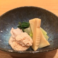 日本料理 e. - 鯛の白子 筍 うるい しどけ お浸し