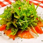 Marinated salmon carpaccio salad