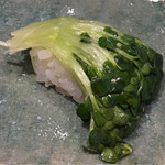 寿斗 ふかがわ - 貝割れ大根の昆布締め