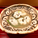 銀座 しのはら - 煮物：千葉竹岡の鮑・鱧の葛煮