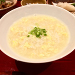 銀座 しのはら - 食事：新生姜の谷中ごはんを鱧と鮑を煮た出汁で雑炊仕立てに