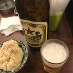 立ち呑み くにし - ポテサラ&赤星