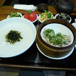 茉莉花 - 上海粥＆若鶏の漢蒸しの膳