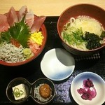 Sakana ya doujou - ランチ･海鮮丼ミニうどんセット(温うどん選択) 900円 2016年2月