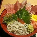 Sakana ya doujou - ランチ･海鮮丼ミニうどんセット(温うどん選択) 900円 2016年2月