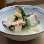 家庭料理 小川 - 筍と蛸と分葱のぬた和え