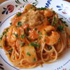 スパゲッテリア・プリマヴェーラ - 料理写真:人気Ｎｏ１うにのトマトクリームソース（えびホタテ入り）　　￥１３５０　濃厚なうにの風味がまったりと