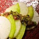 白金魚 - 大根の酒盗と蕗の薹和え物