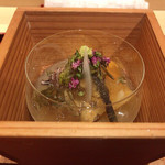 銀座 しのはら - 蝦蛄、雲丹、青森産天然ジュンサイ、玉子豆腐、ウド