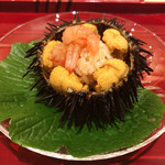 銀座 しのはら - 下北半島産雲丹、紹興酒に漬けたシマエビ、酢飯