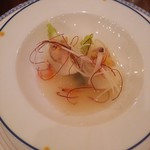 カブと海老すり身のあっさり蒸し　白湯ソース