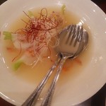 カブと海老すり身のあっさり蒸し　白湯ソース　取り分け後