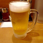 ラーメン工房　はっぴ - 生ビール中(¥530)
      キンキンに冷えた生ビールには何物にも代え難い幸せを感じる。値段はちょっと高めかな？でも許せてしまう(笑)