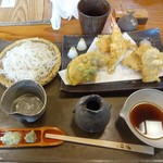 奈佳一 - 三色そばと車海老と穴子の天ぷら