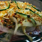 ダイニングキッチン チドリ - ▲五島列島の鯛のカルパッチョと滋賀県産の野菜