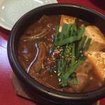 海鮮酒場 魚波 - 170428金　東京　魚波　大きめの豆腐の煮込み（味噌）