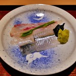 富小路 やま岸 - 明石鯛昆布〆、さより