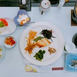新野地温泉 相模屋旅館 - 朝食です、味噌汁は山菜としじみの味噌汁