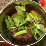 スパイス料理ナッラマナム - パクチーとマトンのピックルオイル漬け