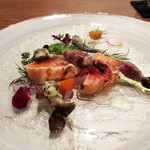 高須賀 - 3】燻製サーモン どんぼ(鳥貝)の酢味噌マスタード 蛍イカ