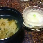 富喜の湯 - お味噌汁と、 リンゴゼリー(固いめ)