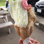 マルガージェラート 能登本店 - ミルク＆ヘーゼルナッツ＋イチゴ