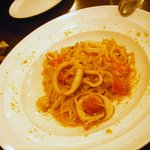 osteria vento - ヤリイカとネギのスパゲティ自家製ボッタルガパウダー