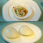 中国料理 桃李 - 北京ダッヅ蒸しパン包み、帆立貝柱ニンニク風味