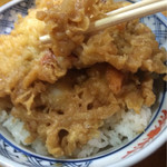 Tempura Sumitomo - いかのかきあげと普通のかきあげの二枚重ね