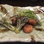 旅館 すぎもと - 鮎の一夜干し、こしあぶら、タラの芽
