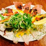 イタリアン酒場ナチュラ - カルパッチョ3種盛り
      （インドマグロ、天然平目、地タコ）