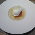 Le vrai - ヨーグルトのソルベ、ブラッドオレンジのコンポート、リキュールのジュレとグラニテ