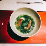 エクアトゥール - 喉黒 鶏と鼈と青海苔のスープ 木の芽